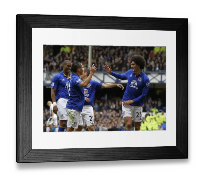 Framed Print : Everton's Fellaini and Pienaar: A Celebration of Victory - Second Goal vs. Fulham (April 2012, Goodison Park)