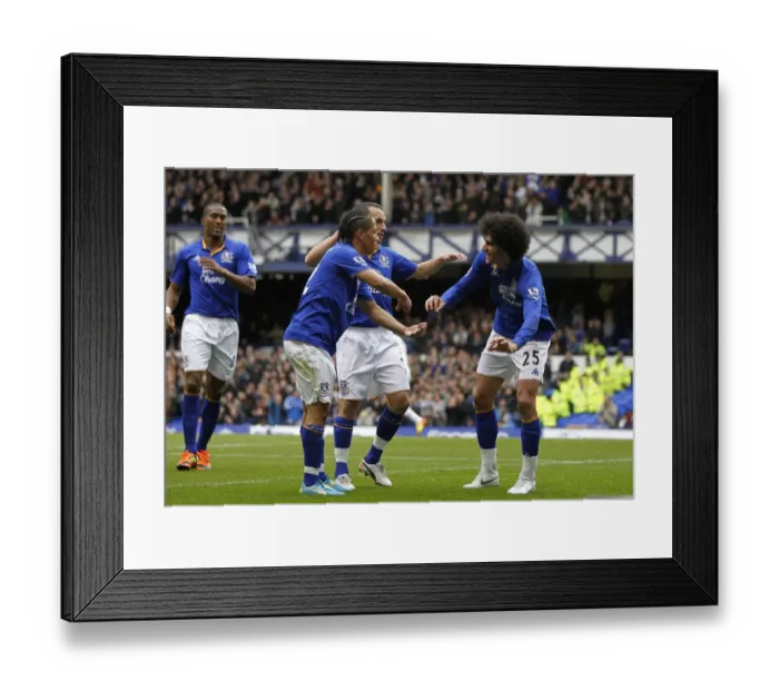 Framed Print : Everton's Fellaini and Pienaar: Celebrating a Glorious Second Goal at Goodison Park (April 2012 vs. Fulham)