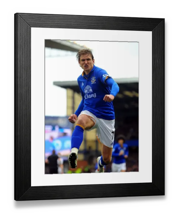 Framed Print : Jelavic Scores the Penalty Opener: Everton's Thrilling Victory over Fulham (28 April 2012, Goodison Park)