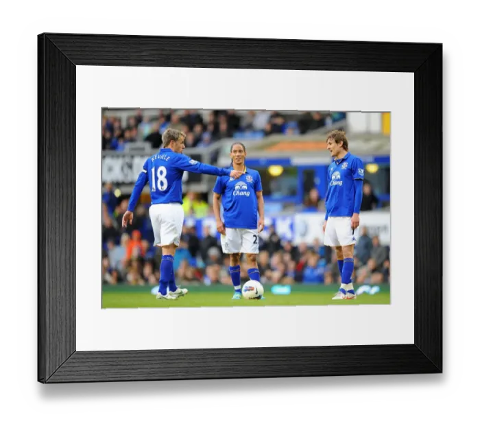 Framed Print : Everton's Triumvirate: Neville, Pienaar, and Jelavic Plot Fulham Free-Kick (BPL 2012) Framed Print : Everton's Triumvirate: Neville, Pienaar, and Jelavic Plot Fulham Free-Kick (BPL 2012)