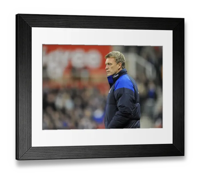 Framed Print : David Moyes at the Touchline: Everton vs Stoke City, Britannia Stadium (Premier League 2012)