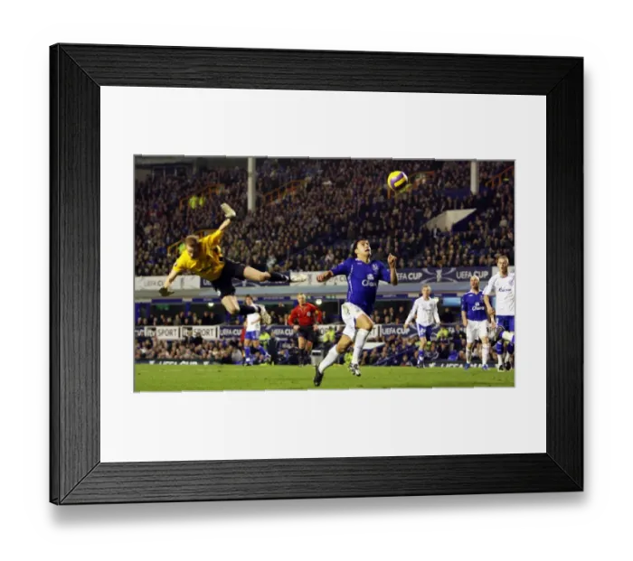 Framed Print : Tim Cahill vs Vyacheslav Malafeev: Battle at Goodison Park - Everton vs Zenit St. Petersburg, UEFA Cup Group Stage, 2007