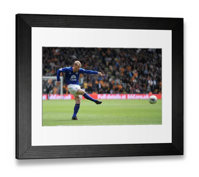 Framed Print : Determined Moment: Tony Hibbert's Shot at Goal for Everton vs. Wolverhampton Wanderers (Premier League, Molineux Stadium, 06 May 2012) Framed Print : Determined Moment: Tony Hibbert's Shot at Goal for Everton vs. Wolverhampton Wanderers (Premier League, Molineux Stadium, 06 May 2012)