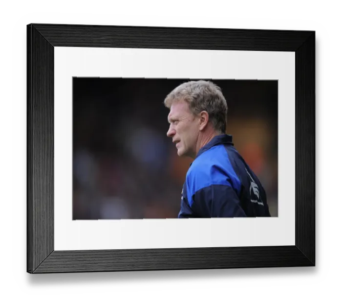 Framed Print : David Moyes Watches Everton vs. Wolverhampton Wanderers Showdown (06 May 2012)
