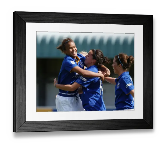 Framed Print : Everton Ladies: Celebrating Gwen Harries Goal Against Lincoln Ladies in FA WSL Action (06 May 2012) Framed Print : Everton Ladies: Celebrating Gwen Harries Goal Against Lincoln Ladies in FA WSL Action (06 May 2012)