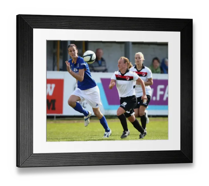 Framed Print : Clash of the Midfield Maestros: Jill Scott vs. Remi Allen in Everton vs. Lincoln Ladies FA Womens Super League (06 May 2012) Framed Print : Clash of the Midfield Maestros: Jill Scott vs. Remi Allen in Everton vs. Lincoln Ladies FA Womens Super League (06 May 2012)