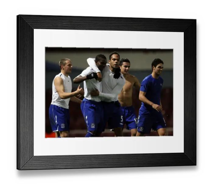 Framed Print : Everton's Unforgettable Victory: Osman, Yobo, Lescott, Tim Cahill, and Arteta Celebrate at Upton Park, 2007 Framed Print : Everton's Unforgettable Victory: Osman, Yobo, Lescott, Tim Cahill, and Arteta Celebrate at Upton Park, 2007