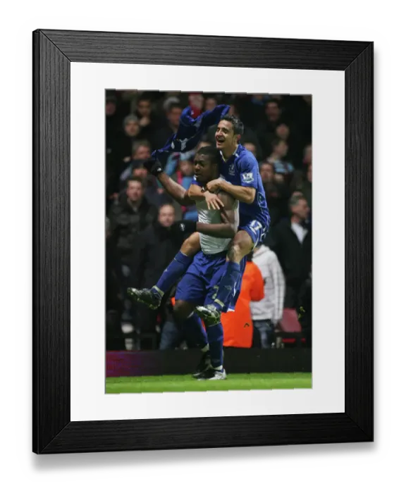 Framed Print : Everton's Yakubu and Tim Cahill Celebrate Second Goal in Carling Cup Quarterfinal against West Ham United, 2007 Framed Print : Everton's Yakubu and Tim Cahill Celebrate Second Goal in Carling Cup Quarterfinal against West Ham United, 2007
