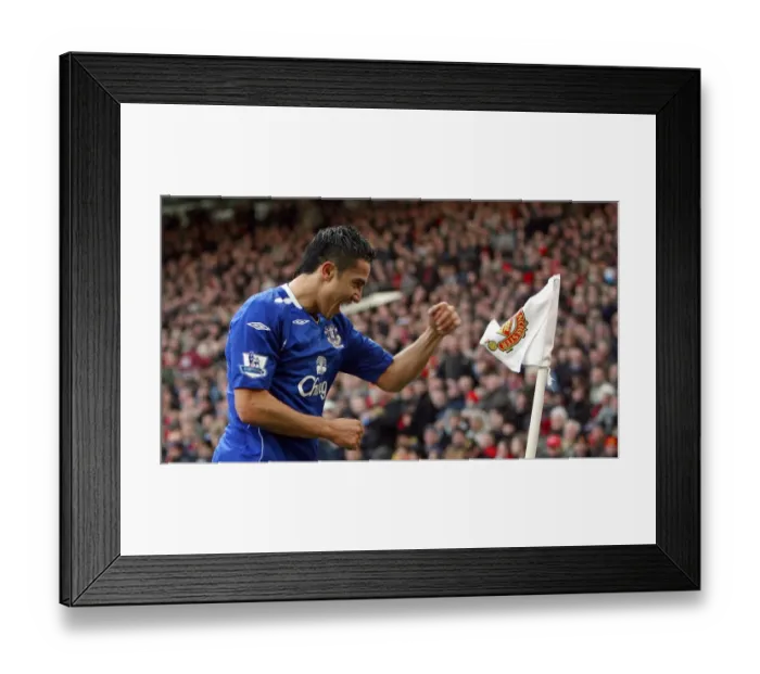 Framed Print : Football - Manchester United v Everton Barclays Premier League - Old Trafford - 23  /  12  /  07 Evertons Tim Cahill celebrates scoring his sides first goal of the match Mandatory Credit: Action Images  /  Carl Recine Livepic