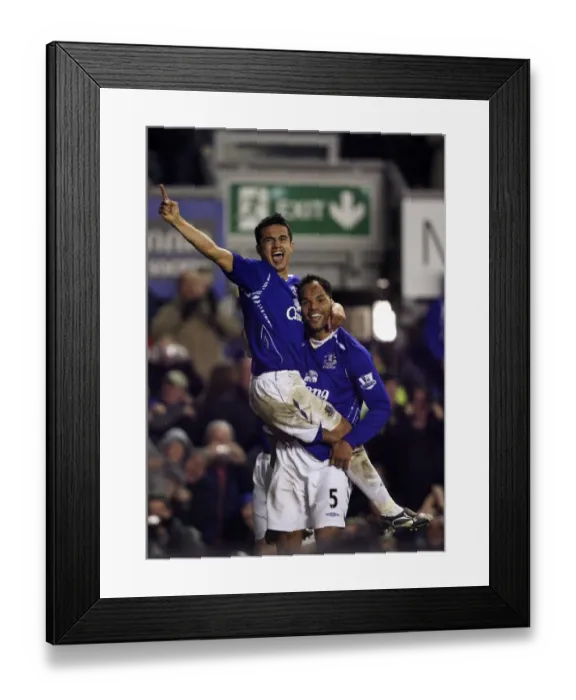 Framed Print : Football - Everton v Bolton Wanderers Barclays Premier League - Goodison Park - 26 / 12 / 07 Tim Cahill (L) celebrates scoring the second goal for Everton with team mate Joleon Lescott Mandatory Credit: Action Images / Matthew Childs Livepic Framed Print : Football - Everton v Bolton Wanderers Barclays Premier League - Goodison Park - 26 / 12 / 07 Tim Cahill (L) celebrates scoring the second goal for Everton with team mate Joleon Lescott Mandatory Credit: Action Images / Matthew Childs Livepic