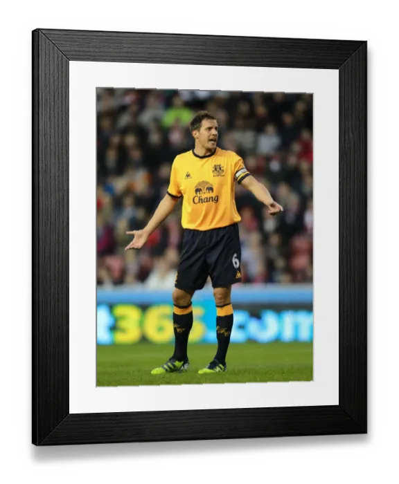 Framed Print : Phil Jagielka Rallies Everton Against Stoke City at Britannia Stadium (May 2012, Barclays Premier League) Framed Print : Phil Jagielka Rallies Everton Against Stoke City at Britannia Stadium (May 2012, Barclays Premier League)