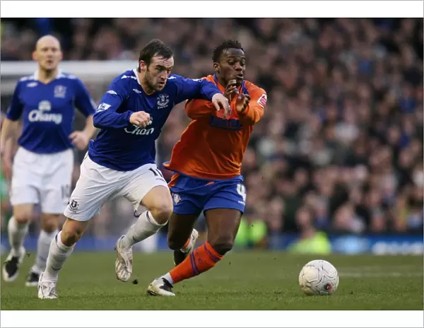 James McFadden vs. JP Kalala: Intense Clash in Everton's FA Cup Third Round Victory over Oldham Athletic (January 2008)