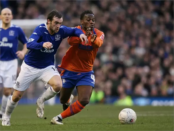 James McFadden vs. JP Kalala: Intense Clash in Everton's FA Cup Third Round Victory over Oldham Athletic (January 2008)