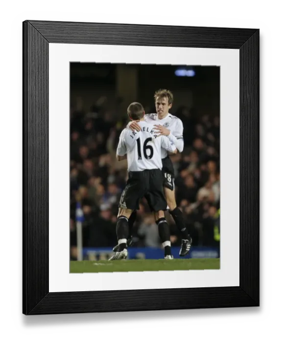 Framed Print : Phil Neville and Phil Jagielka: Everton's Unforgettable Goal Celebration in Carling Cup Semi-Final vs Chelsea (8 / 1 / 08) Framed Print : Phil Neville and Phil Jagielka: Everton's Unforgettable Goal Celebration in Carling Cup Semi-Final vs Chelsea (8 / 1 / 08)