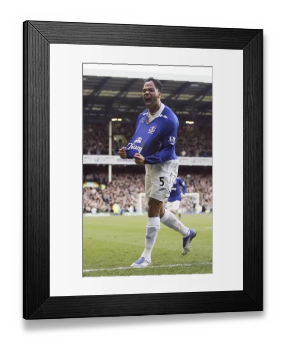 Framed Print : Football - Everton v Manchester City Barclays Premier League - Goodison Park - 12  /  1  /  08 Joleon Lescott celebrates scoring the first goal for Everton Mandatory Credit: Action Images  /  Carl Recine Livepic