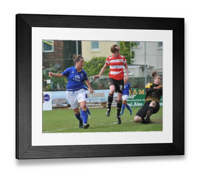 Framed Print : Michelle Hinnigan Scores: Everton Ladies Defeat Doncaster Rovers Belles in FA WSL Match (13 May 2012) Framed Print : Michelle Hinnigan Scores: Everton Ladies Defeat Doncaster Rovers Belles in FA WSL Match (13 May 2012)