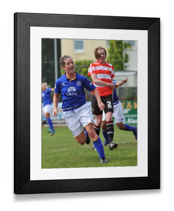 Framed Print : Michelle Hinnigan Scores the Winning Goal: Everton Ladies Triumph Over Doncaster Rovers Belles in FA WSL Action (13 May 2012) Framed Print : Michelle Hinnigan Scores the Winning Goal: Everton Ladies Triumph Over Doncaster Rovers Belles in FA WSL Action (13 May 2012)