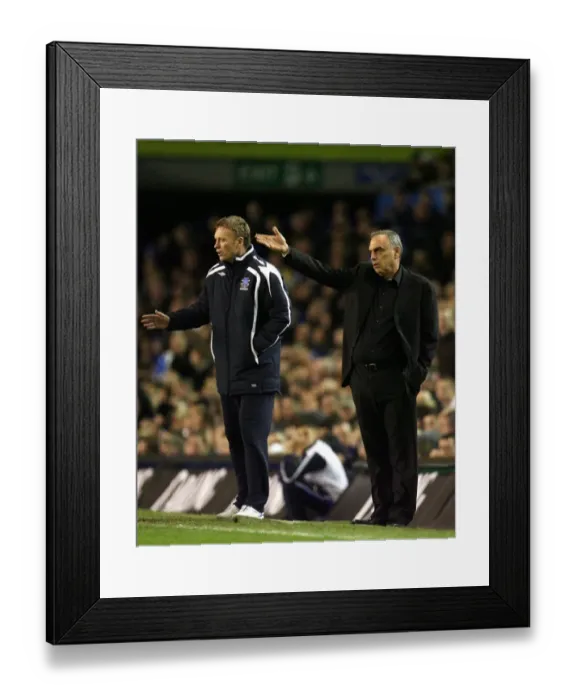 Framed Print : David Moyes vs Avram Grant: Everton vs Chelsea Carling Cup Semi-Final Showdown, 2008 - Goodison Park