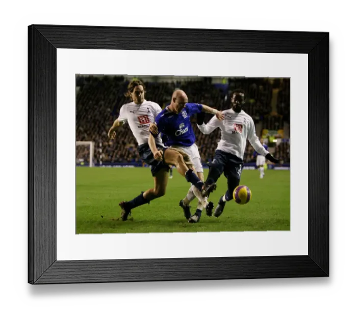 Framed Print : Football - Everton v Tottenham Hotspur Barclays Premier League - Goodison Park - 07  /  08 - 30  /  1  /  08 Andrew Johnson - Everton in action against Jonathan Woodgate (L) and Pascal Chimbonda (R) - Tottenham Hotspur Mandatory Credit: Action Images  / 