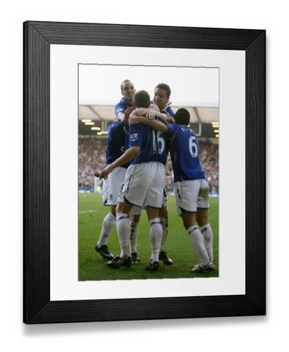 Framed Print : Phil Jagielka's Historic First Goal for Everton: Everton vs. Reading, Barclays Premier League, Goodison Park, 2008