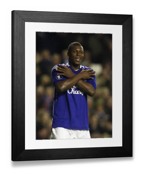 Framed Print : Yakubu's Hat-trick Heroics: Everton vs. SK Brann in UEFA Cup Thriller (21 / 2 / 08)
