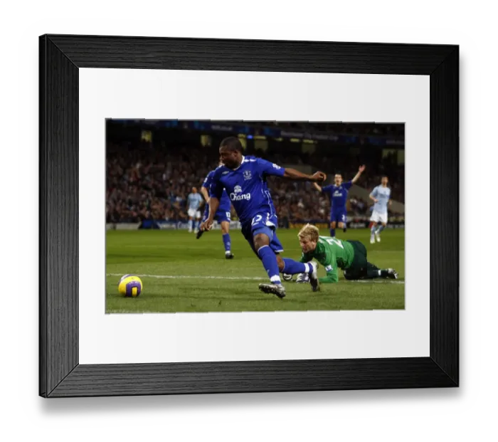 Framed Print : Yakubu vs. Hart: A Premier League Battle at Manchester City - February 25, 2008 Framed Print : Yakubu vs. Hart: A Premier League Battle at Manchester City - February 25, 2008