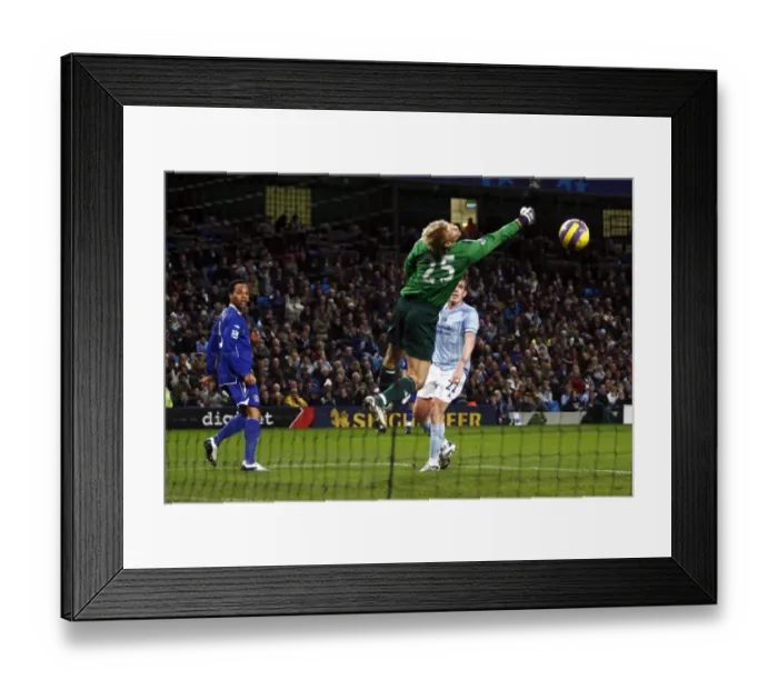 Framed Print : Football - Manchester City v Everton Barclays Premier League - The City of Manchester Stadium - 25  /  2  /  08 Evertons Joleon Lescott (L) scores his teams second goal Mandatory Credit: Action Images  /  Jason Cairnduff Livepic