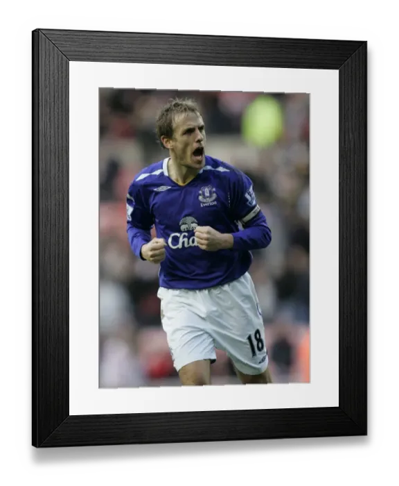 Framed Print : Everton's Phil Neville Celebrates Premier League Victory Over Sunderland (9 / 3 / 08) Framed Print : Everton's Phil Neville Celebrates Premier League Victory Over Sunderland (9 / 3 / 08)