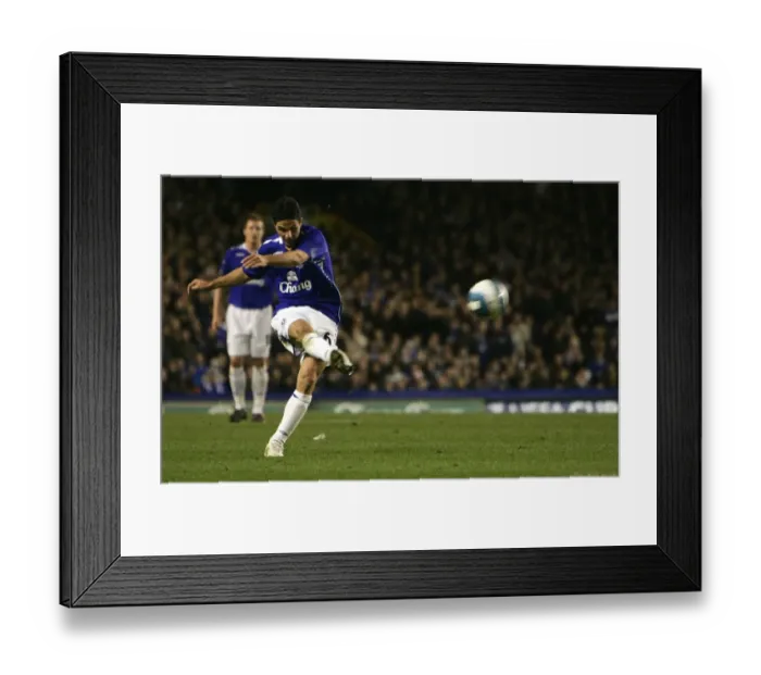 Framed Print : Mikel Arteta Takes Dramatic Free Kick for Everton in UEFA Cup Clash vs Fiorentina at Goodison Park (2008) Framed Print : Mikel Arteta Takes Dramatic Free Kick for Everton in UEFA Cup Clash vs Fiorentina at Goodison Park (2008)