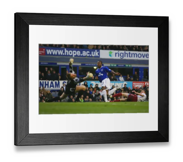 Framed Print : Yakubu Scores First Goal for Everton Against West Ham in 07 / 08 Premier League: A Historic Moment at Goodison Park Framed Print : Yakubu Scores First Goal for Everton Against West Ham in 07 / 08 Premier League: A Historic Moment at Goodison Park