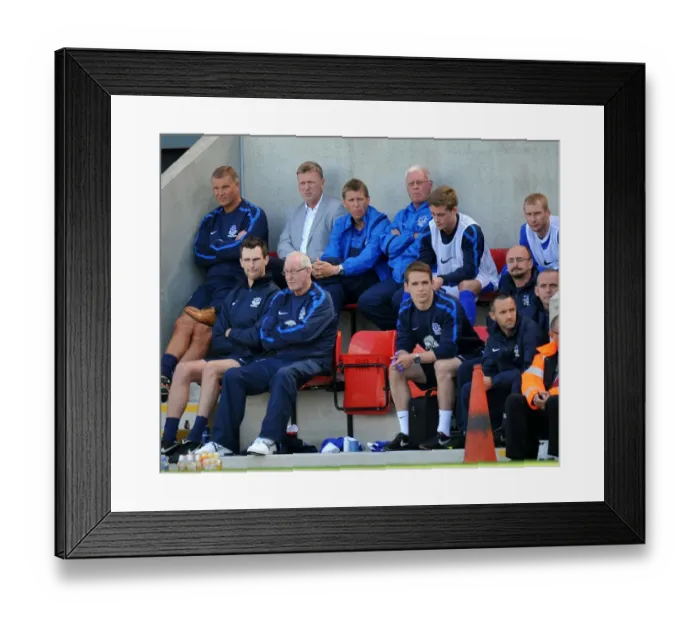 Framed Print : Everton FC: Moyes and His Team Strategize during Pre-Season Friendly at Morecambe's Globe Arena Framed Print : Everton FC: Moyes and His Team Strategize during Pre-Season Friendly at Morecambe's Globe Arena