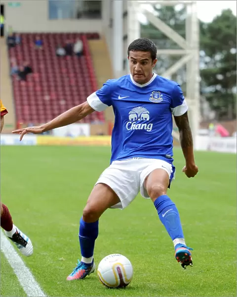 Everton's Tim Cahill Fights for Victory: Everton vs Motherwell (Pre-Season Friendly)