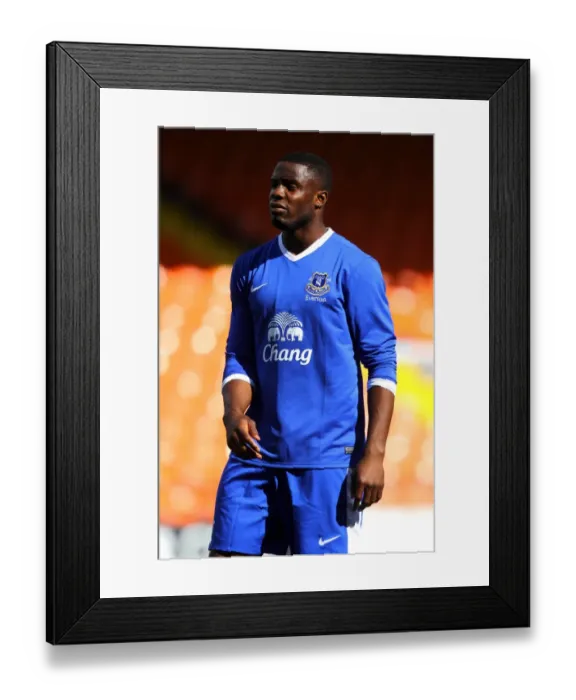 Framed Print : Victor Anichebe Leads Everton in Keith Southern's Testimonial Match Against Blackpool at Bloomfield Road