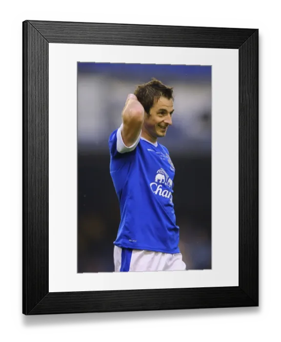 Framed Print : Leighton Baines Delight as Tony Hibbert Scores: Everton's Pre-Season Triumph over AEK Athens (Goodison Park) Framed Print : Leighton Baines Delight as Tony Hibbert Scores: Everton's Pre-Season Triumph over AEK Athens (Goodison Park)