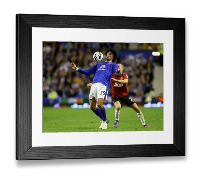 Framed Print : Everton vs. Manchester United Showdown: Fellaini vs. Cleverley at Goodison Park (1-0)