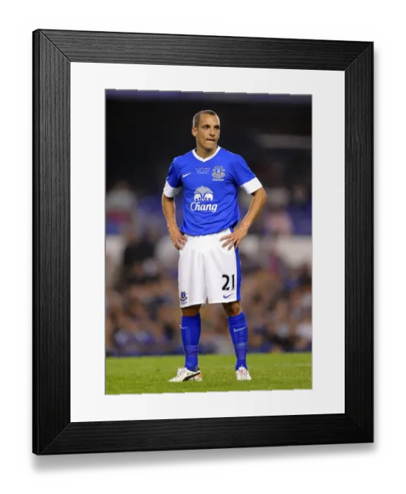 Framed Print : Everton's Leon Osman in Action: Pre-Season Clash Against AEK Athens at Goodison Park