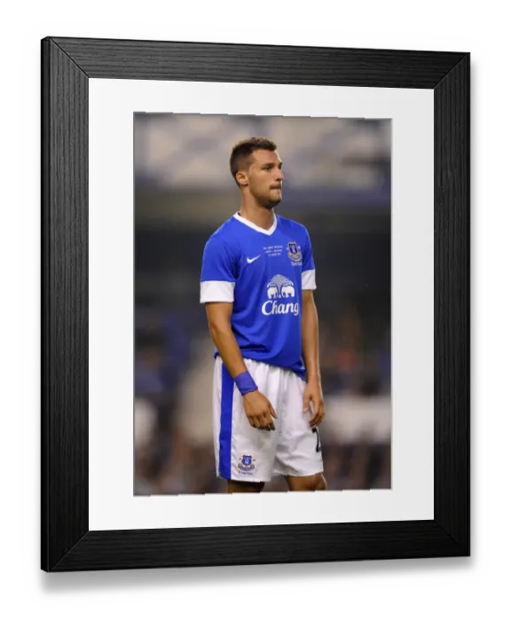 Framed Print : Everton's Apostolos Vellios in Action against AEK Athens in Pre-Season Friendly at Goodison Park