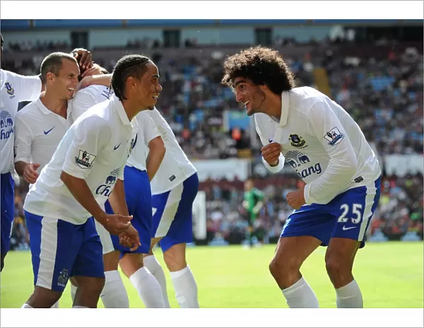 Fellaini and Pienaar: Everton's Unstoppable Duo Celebrate Second Goal vs. Aston Villa (25-08-2012)