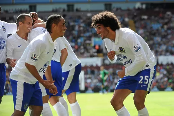 Fellaini and Pienaar: Everton's Unstoppable Duo Celebrate Second Goal vs. Aston Villa (25-08-2012)