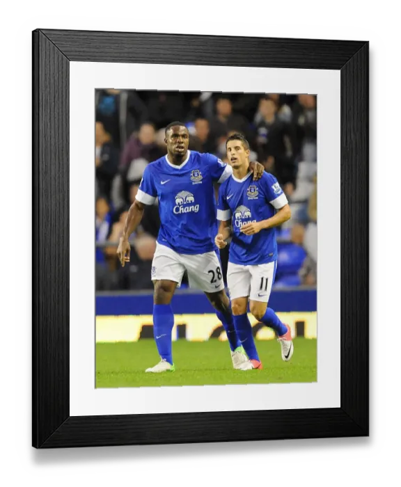 Framed Print : Mirallas and Anichebe: Everton's Unstoppable Duo Celebrate Opening Goal in 5-0 Capital One Cup Victory over Leyton Orient Framed Print : Mirallas and Anichebe: Everton's Unstoppable Duo Celebrate Opening Goal in 5-0 Capital One Cup Victory over Leyton Orient
