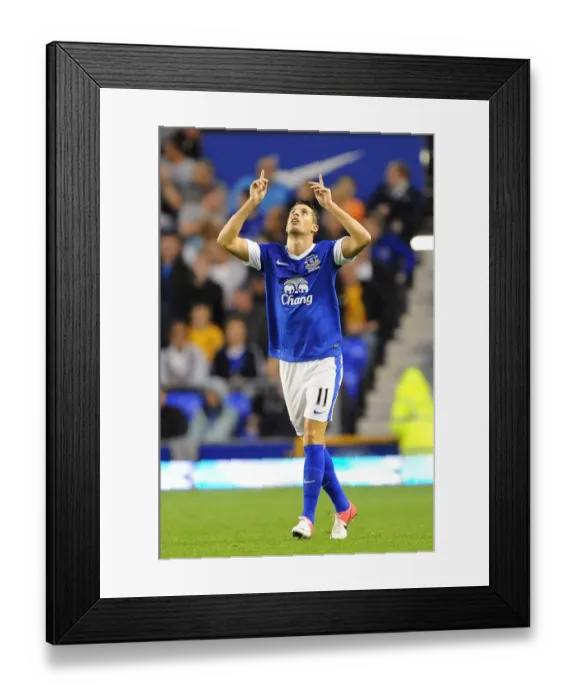 Framed Print : Everton's Kevin Mirallas: Celebrating the Opening Goal in Everton's 5-0 Capital One Cup Victory over Leyton Orient (August 29, 2012) Framed Print : Everton's Kevin Mirallas: Celebrating the Opening Goal in Everton's 5-0 Capital One Cup Victory over Leyton Orient (August 29, 2012)