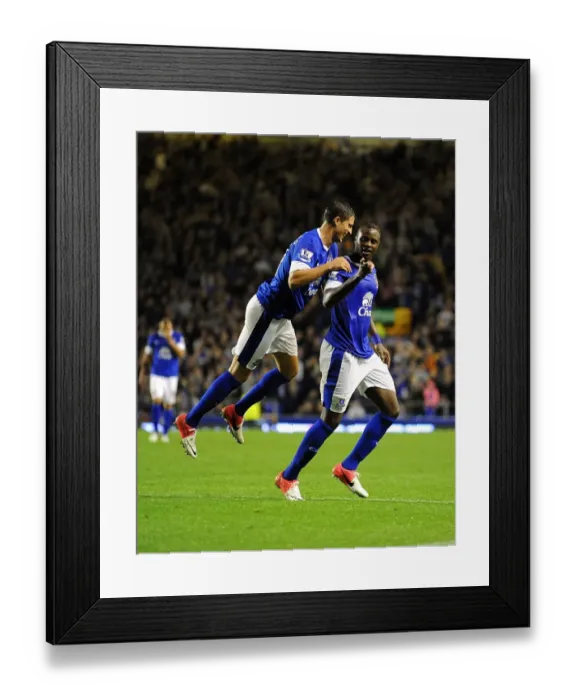 Framed Print : Five-Star Everton: Magaye Gueye and Kevin Mirallas's Goal Celebration in Capital One Cup Victory over Leyton Orient (August 29, 2012)