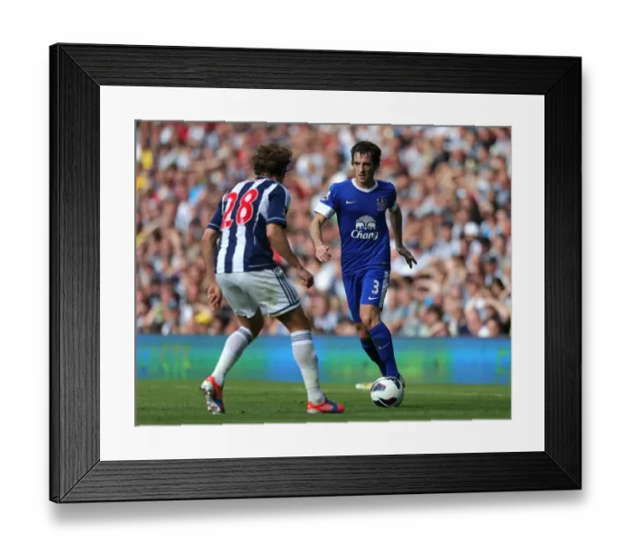 Framed Print : Battling for the Ball: Olsson vs. Baines - Everton vs. West Bromwich Albion, Barclays Premier League, September 1, 2012 Framed Print : Battling for the Ball: Olsson vs. Baines - Everton vs. West Bromwich Albion, Barclays Premier League, September 1, 2012
