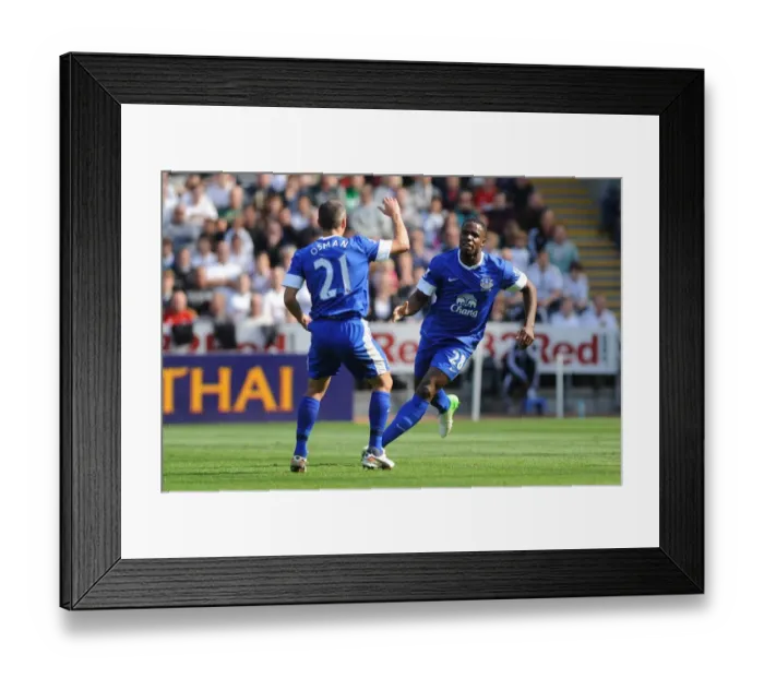 Framed Print : Everton's Victor Anichebe and Leon Osman Celebrate Goal Against Swansea City (Swansea City 0 - Everton 3) Framed Print : Everton's Victor Anichebe and Leon Osman Celebrate Goal Against Swansea City (Swansea City 0 - Everton 3)