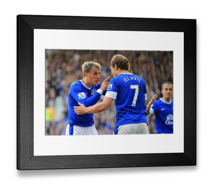 Framed Print : Everton's Jelavic and Neville: A Celebration of Victory - Everton 3-1 Southampton (Goodison Park, 2012) Framed Print : Everton's Jelavic and Neville: A Celebration of Victory - Everton 3-1 Southampton (Goodison Park, 2012)