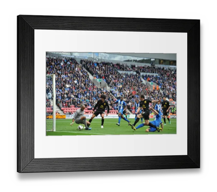 Framed Print : Dramatic Post-Hit: Leighton Baines vs. Wigan Athletic's Post, 2-2 Barclays Premier League Draw Framed Print : Dramatic Post-Hit: Leighton Baines vs. Wigan Athletic's Post, 2-2 Barclays Premier League Draw