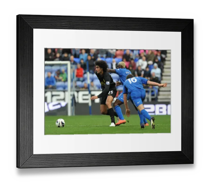 Framed Print : Fellaini vs. Kone: Intense Rivalry at DW Stadium - Everton vs. Wigan Athletic, Barclays Premier League (2012-10-06)