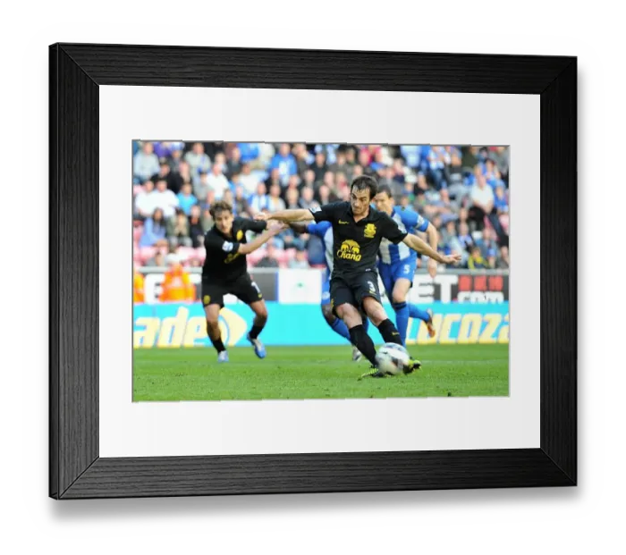 Framed Print : Leighton Baines Scores Penalty: Everton's Dramatic Equalizer in 2-2 Draw vs. Wigan Athletic (Barclays Premier League, October 6, 2012) Framed Print : Leighton Baines Scores Penalty: Everton's Dramatic Equalizer in 2-2 Draw vs. Wigan Athletic (Barclays Premier League, October 6, 2012)