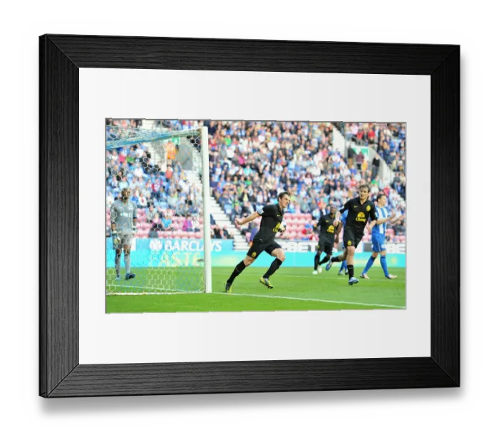 Framed Print : Leighton Baines Scores Dramatic Penalty: Wigan Athletic 2 - Everton 2 (Barclays Premier League, October 6, 2012) Framed Print : Leighton Baines Scores Dramatic Penalty: Wigan Athletic 2 - Everton 2 (Barclays Premier League, October 6, 2012)