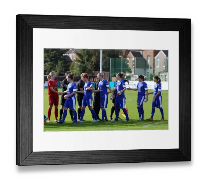 Framed Print : FA WSL: Everton Ladies and Bristol Academy Women Pre-Match Handshake at Arriva Stadium (October 7, 2012) Framed Print : FA WSL: Everton Ladies and Bristol Academy Women Pre-Match Handshake at Arriva Stadium (October 7, 2012)